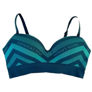 VICTORIAS SECRET SEXY MYSTIC JADE CHEVRON STRIP BRA SIZE MEDIUM BRALETTE